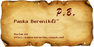Paska Bereniké névjegykártya